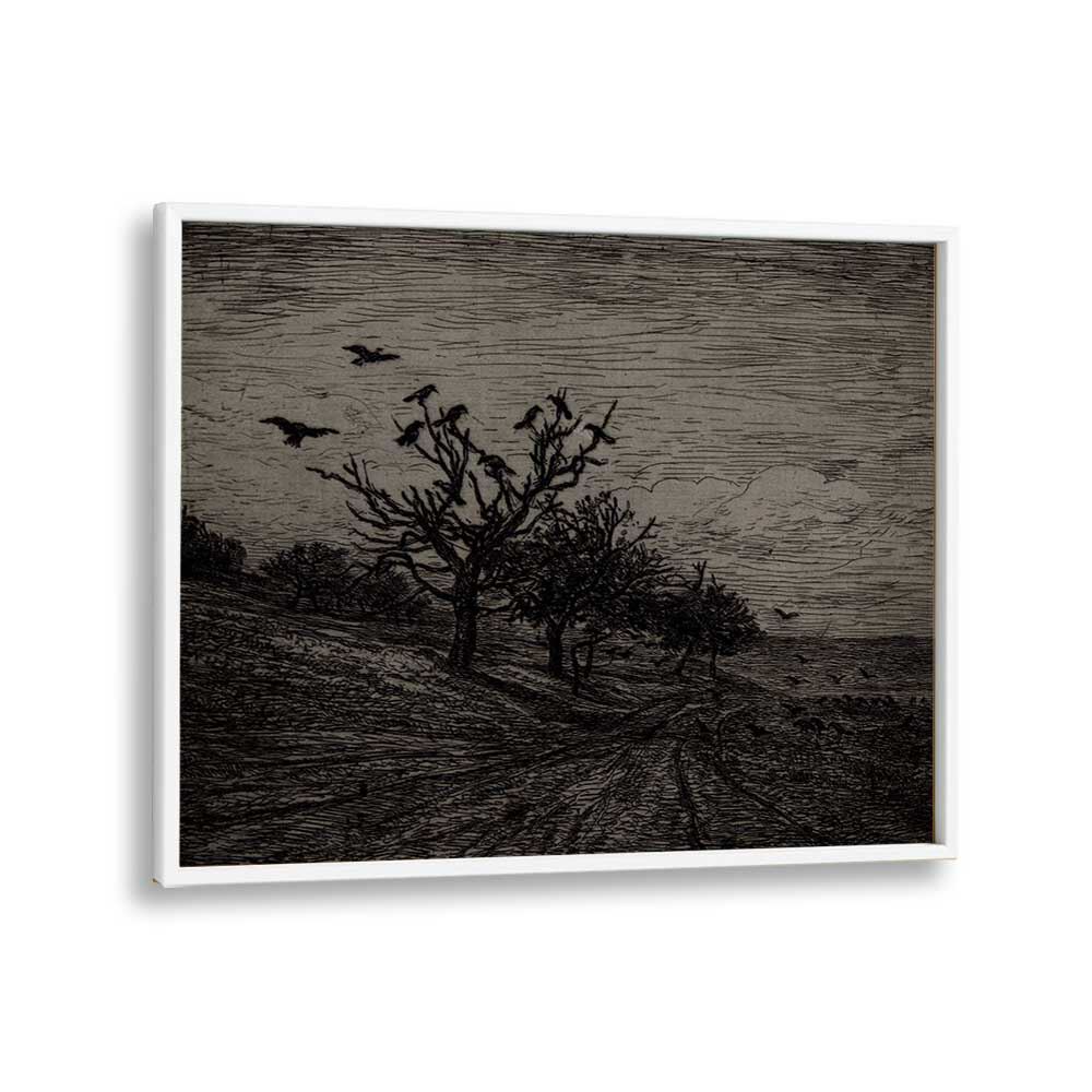 Whispers Among Pines Gothic Wall Art Prints in White Plain Frame