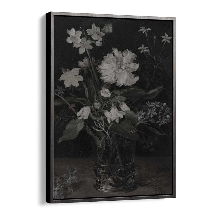 Whispers Of White Petals Gothic Wall Art Prints in Black Floater Frame