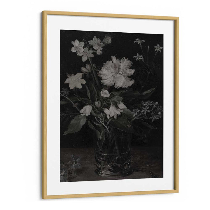 Whispers Of White Petals Gothic Wall Art Prints in Oak Wood Frame With Mount