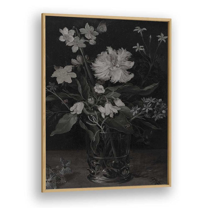 Whispers Of White Petals Gothic Wall Art Prints in Oak Wood Plain Frame