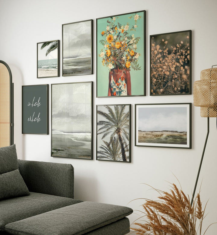 Whispers of Nature Gallery Wall showcases serene botanical art, enhancing any space with calm and tranquility.