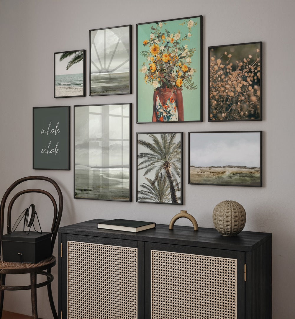 Transform your space with the WHISPERS OF NATURE GALLERY WALL, GALLERY WALLS, showcasing serene botanical art.