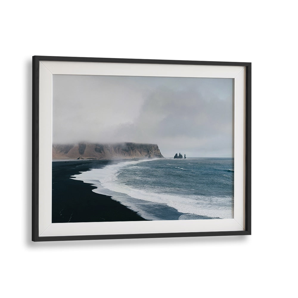 White Crest Cadence Beach Prints Coastal Wall Art in Black Frame With Mount