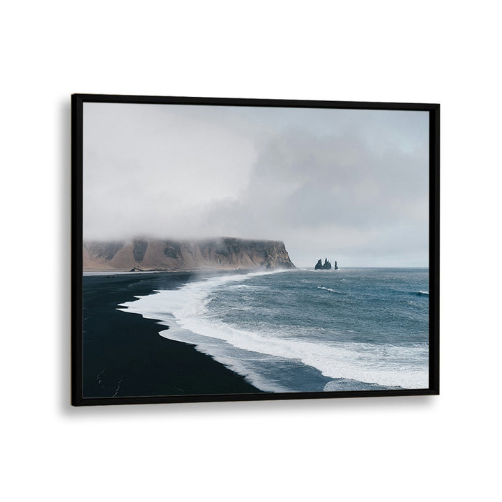 White Crest Cadence Beach Prints Coastal Wall Art in Black Plain Frame