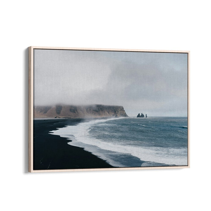 White Crest Cadence Beach Prints Coastal Wall Art in Oak Wood Floater Frame