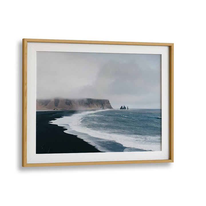 White Crest Cadence Beach Prints Coastal Wall Art in Oak Wood Frame With Mount