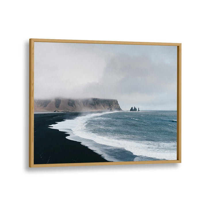 White Crest Cadence Beach Prints Coastal Wall Art in Oak Wood Plain Frame