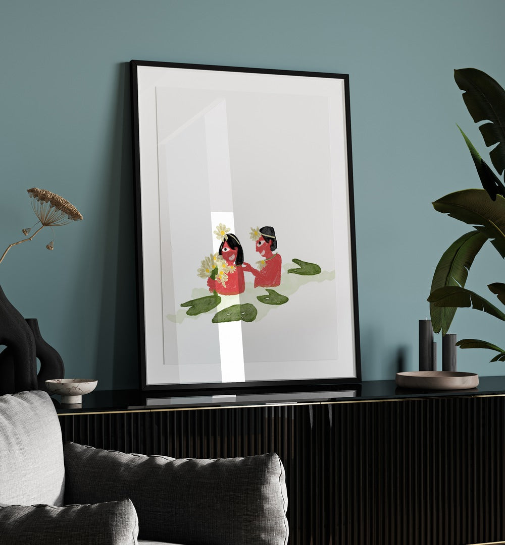 White Lillies framed art for living room