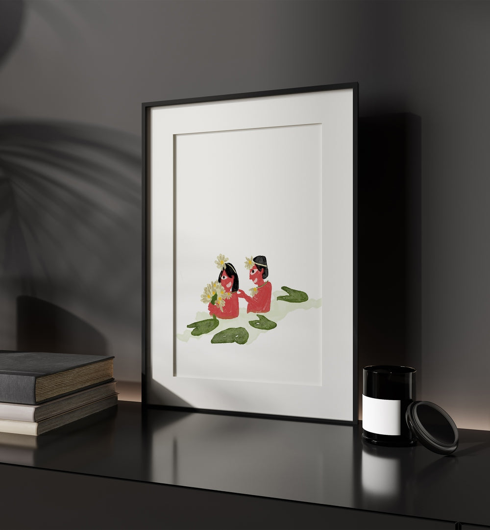 White Lillies framed art for workspace