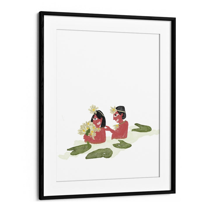 White Lillies framed illustration