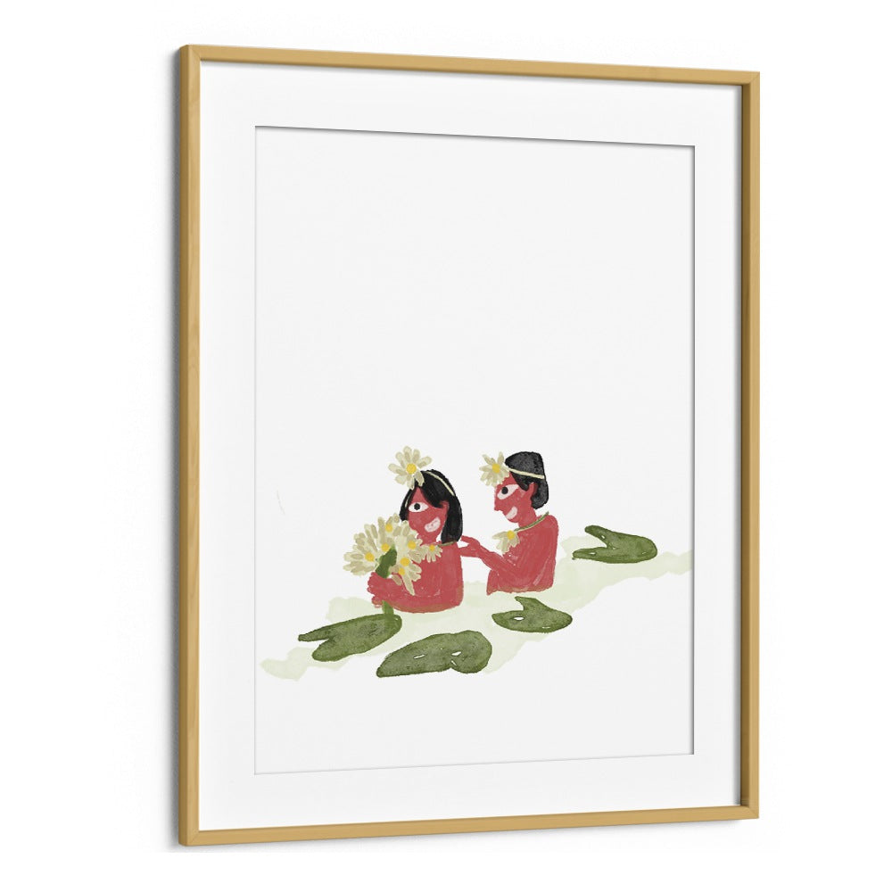 White Lillies framed illustration