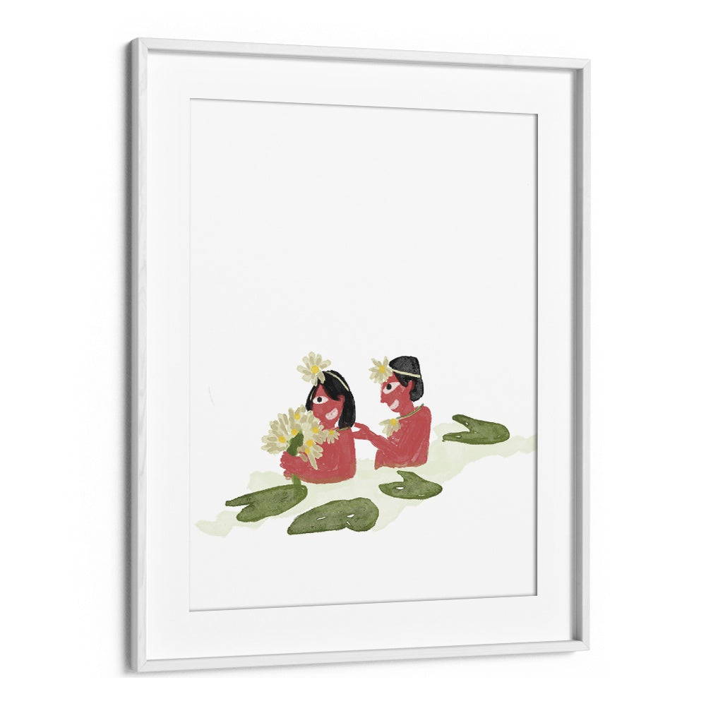 White Lillies framed illustration