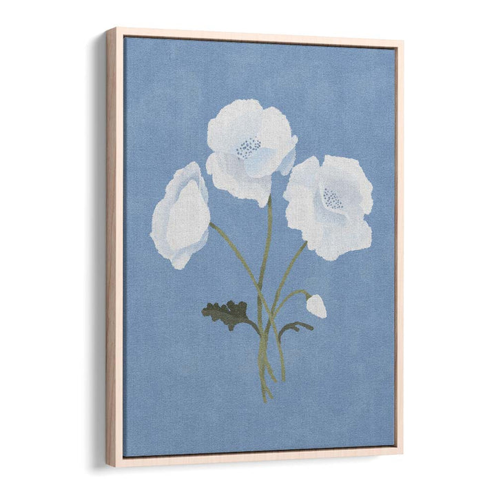 White On Blue By Goed Blauw Botanical Art Prints in Oak Wood Floater Frame