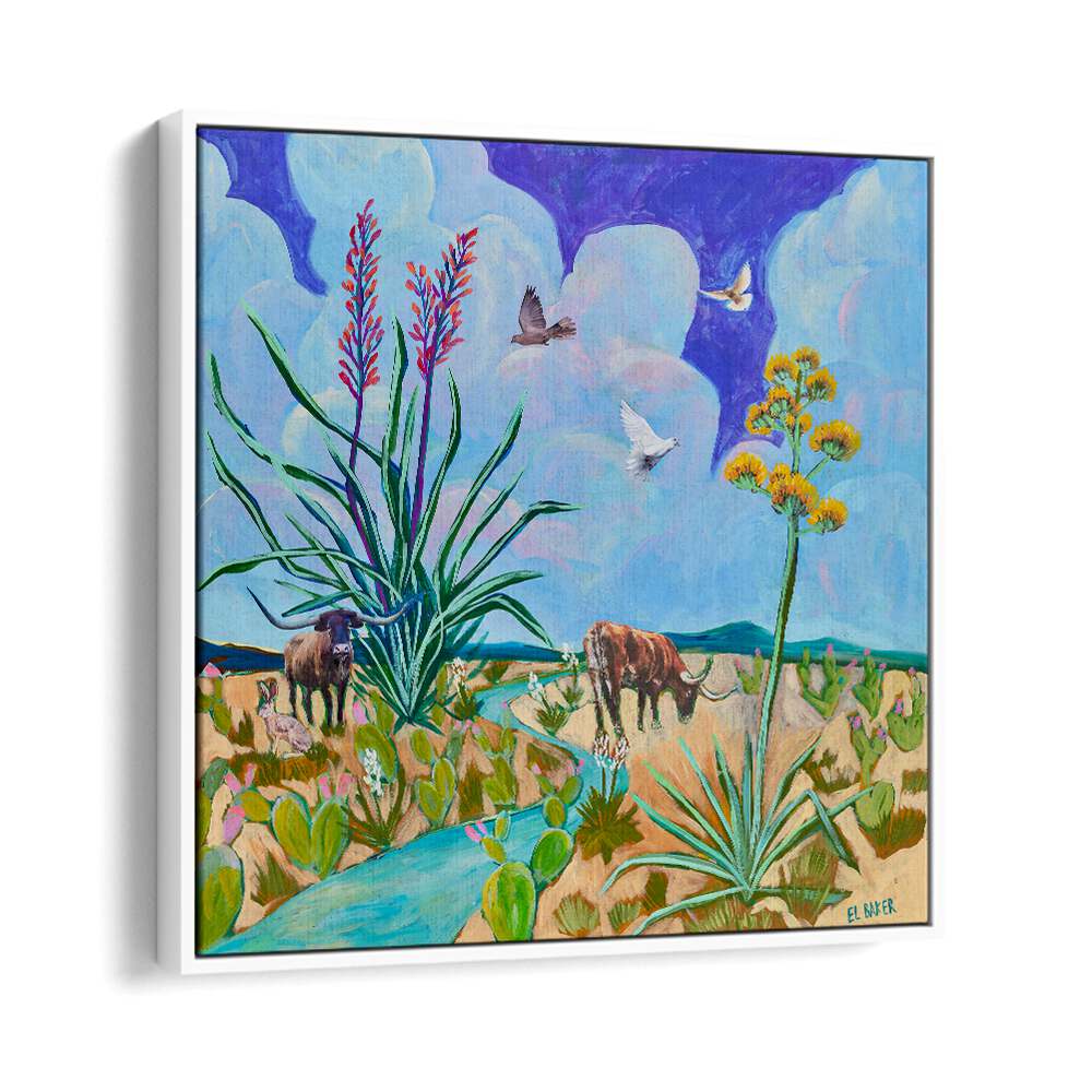 Eleanor Baker painting - WEST TEXAS LONGHORN CENTURY PLANT PRINT by Asianmonk