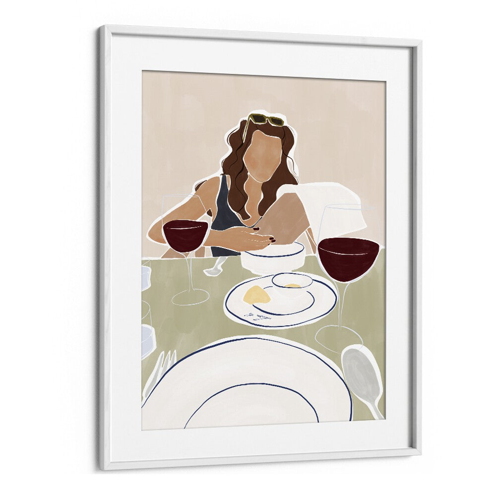 WOMAN DINING IN A RESTURANT PRINT BY IVY GREEN ILLUSTRATIONS