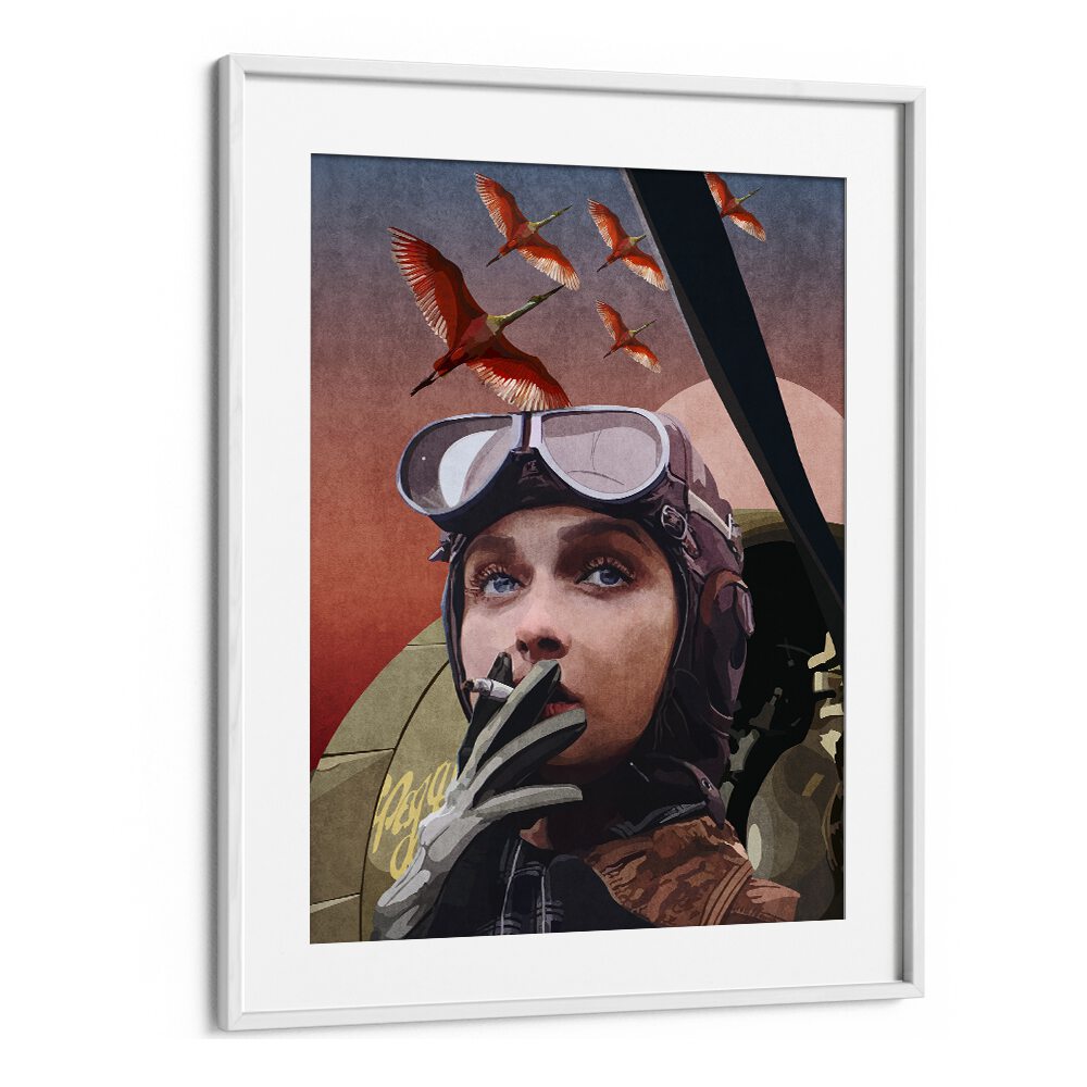 kitchen painting - WOMAN PILOT SMOKE BY EMEL TUNABOYLU by Asianmonk