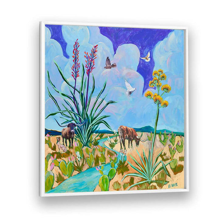 Eleanor Baker painting - WEST TEXAS LONGHORN CENTURY PLANT PRINT by Asianmonk