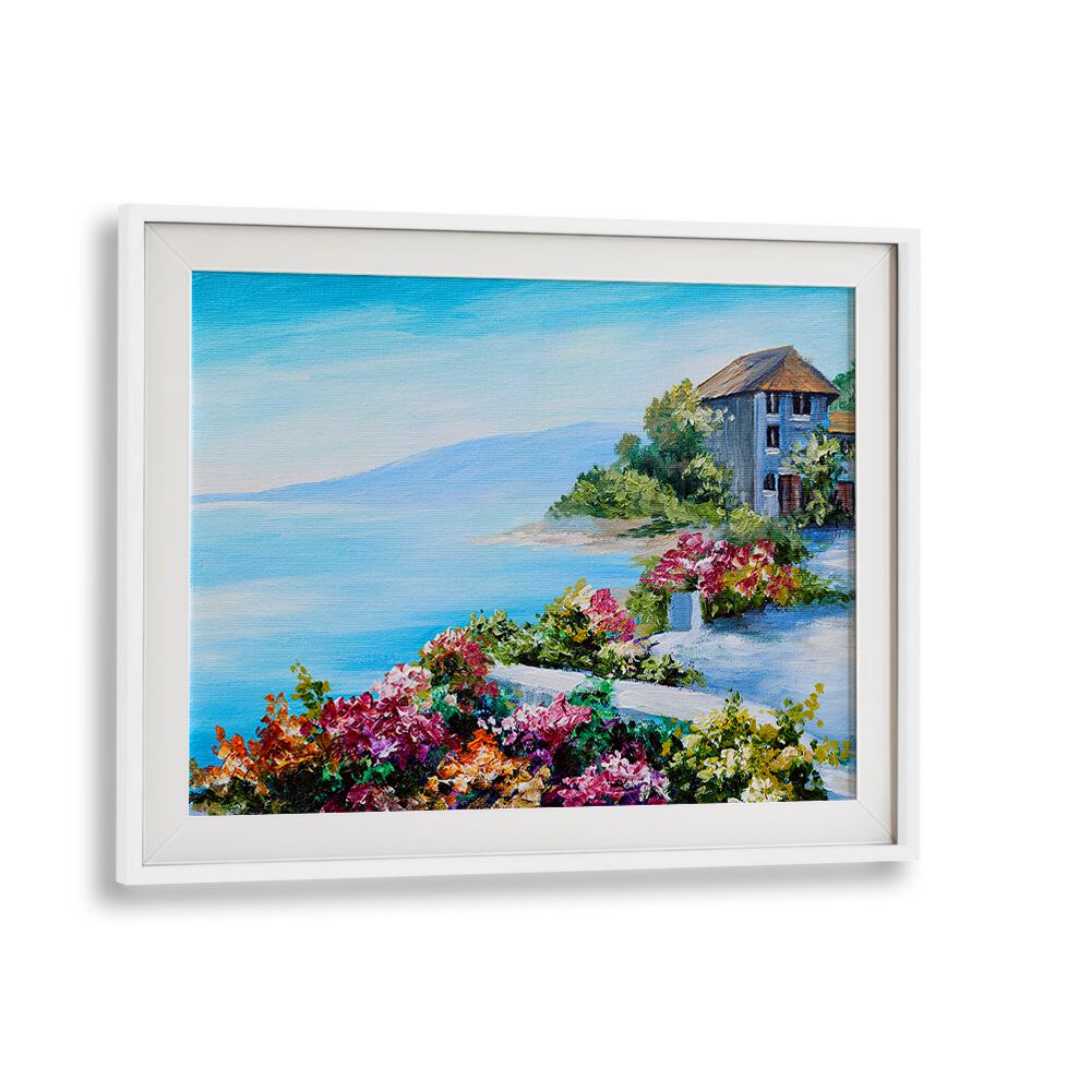 Windows to the Past Vintage European Paintings in White Frame With Mount