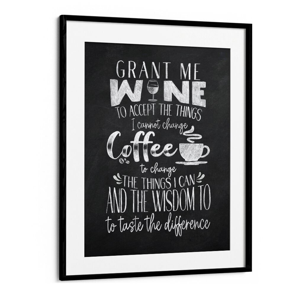 Wine And Coffee Bar Art Prints Cafe Posters in Black Frame With Mount