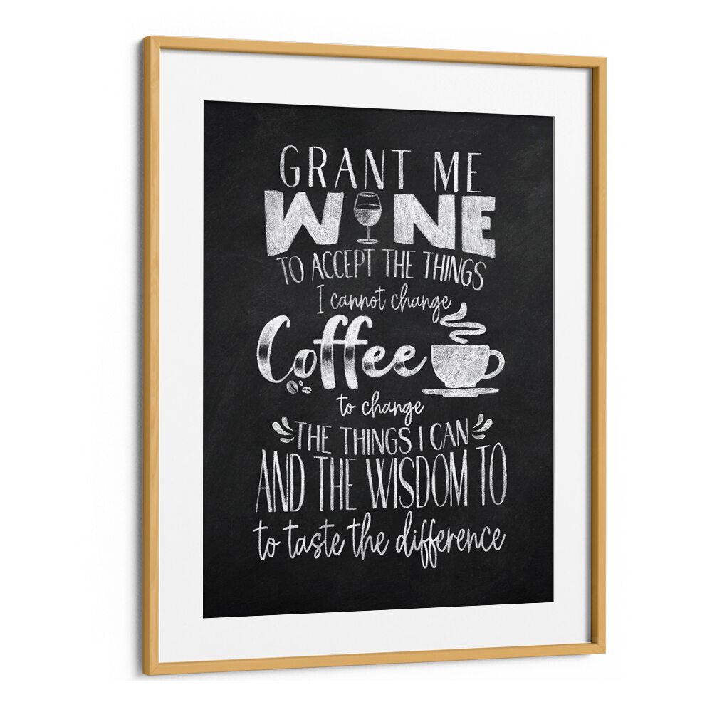 Wine And Coffee Bar Art Prints Cafe Posters in Oak Wood Frame With Mount