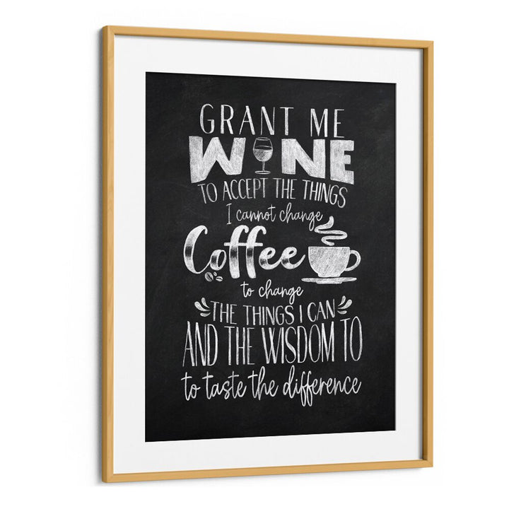 Wine And Coffee Bar Art Prints Cafe Posters in Oak Wood Frame With Mount