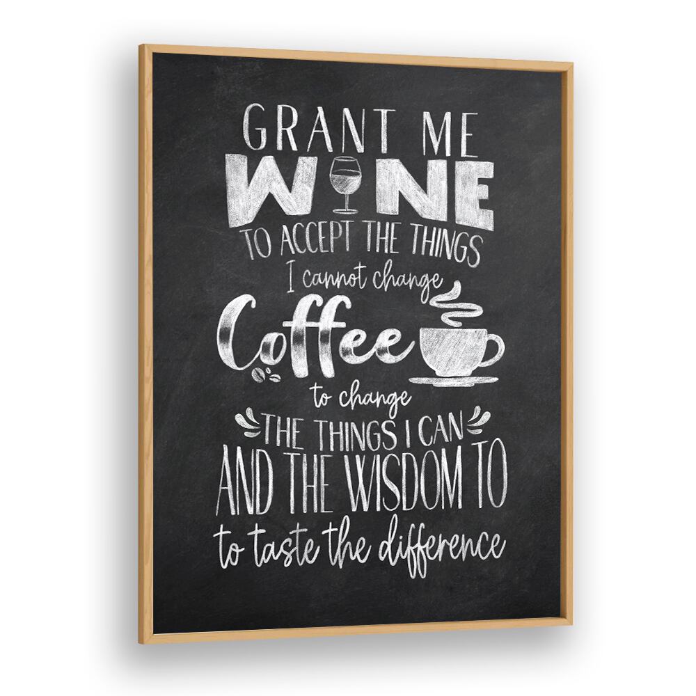 Wine And Coffee Bar Art Prints Cafe Posters in Oak Wood Plain Frame