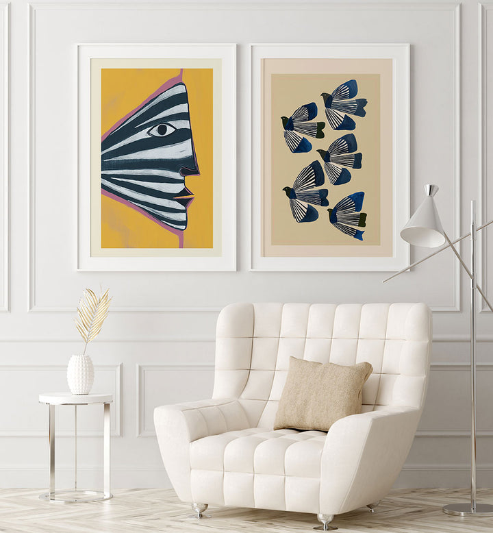 WINGS OF CONTRAST , SET OF 2 PAINTINGS