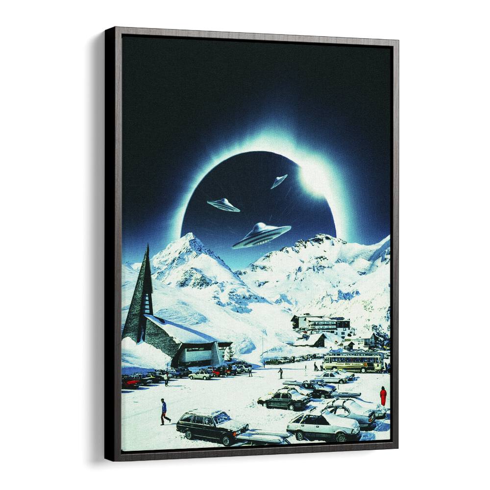 Winter Eclipse Surreal Paintings Surreal Art Prints in Black Floater Frame