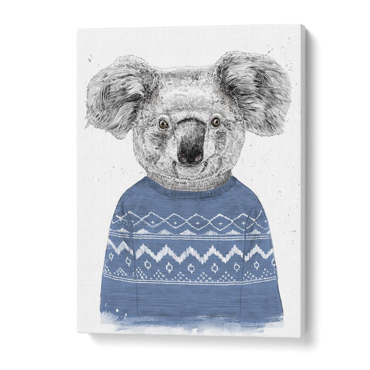 Winter Koala Blue By Balazs Solti Kids Room Art in Gallery Wrap