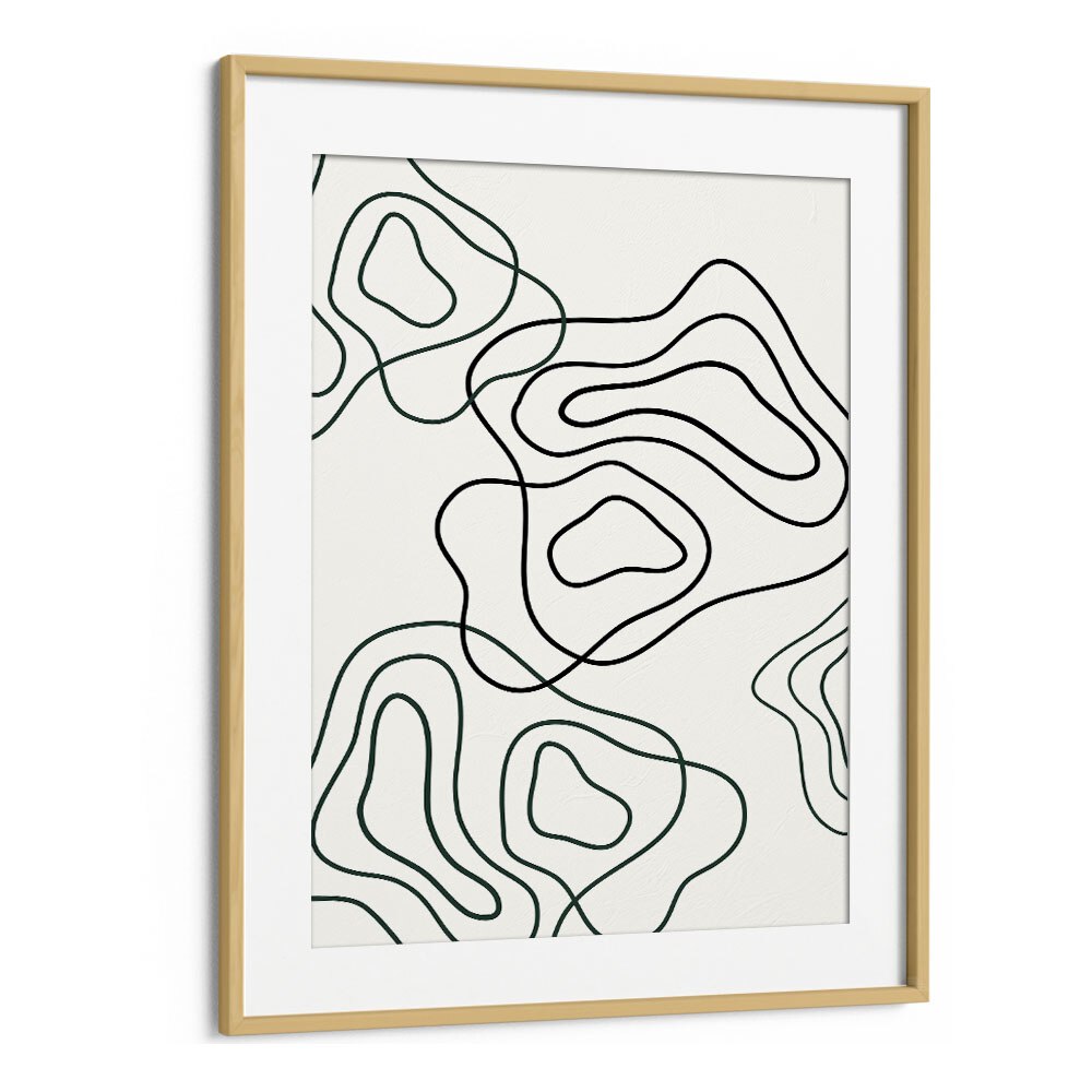 Wobbly Woo By Grishma Korjani Line Art Prints in Oak Wood Frame With Mount