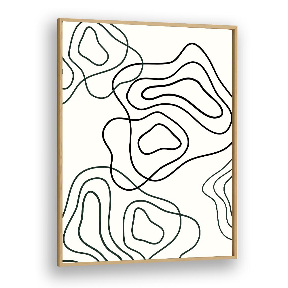 Wobbly Woo By Grishma Korjani Line Art Prints in Oak Wood Plain Frame