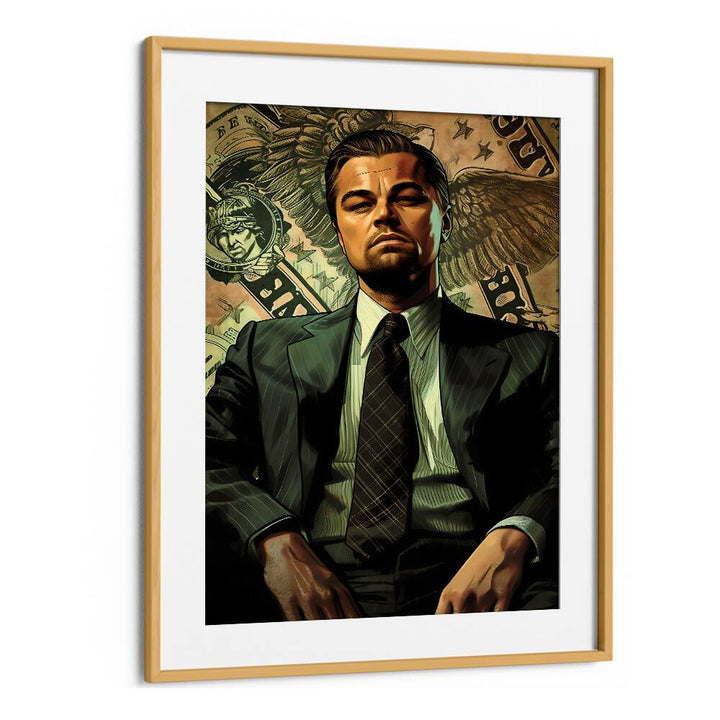 Wolf Of Wall Street Art I Movie Posters in Oak Wood Frame With Mount