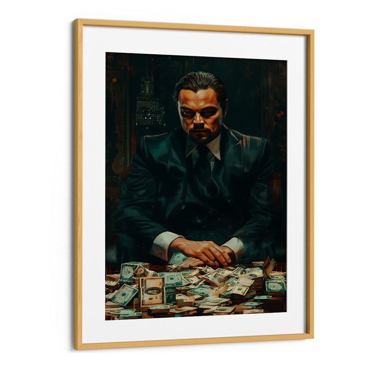 Wolf Of Wall Street Art Ii Movie Posters in Oak Wood Frame With Mount