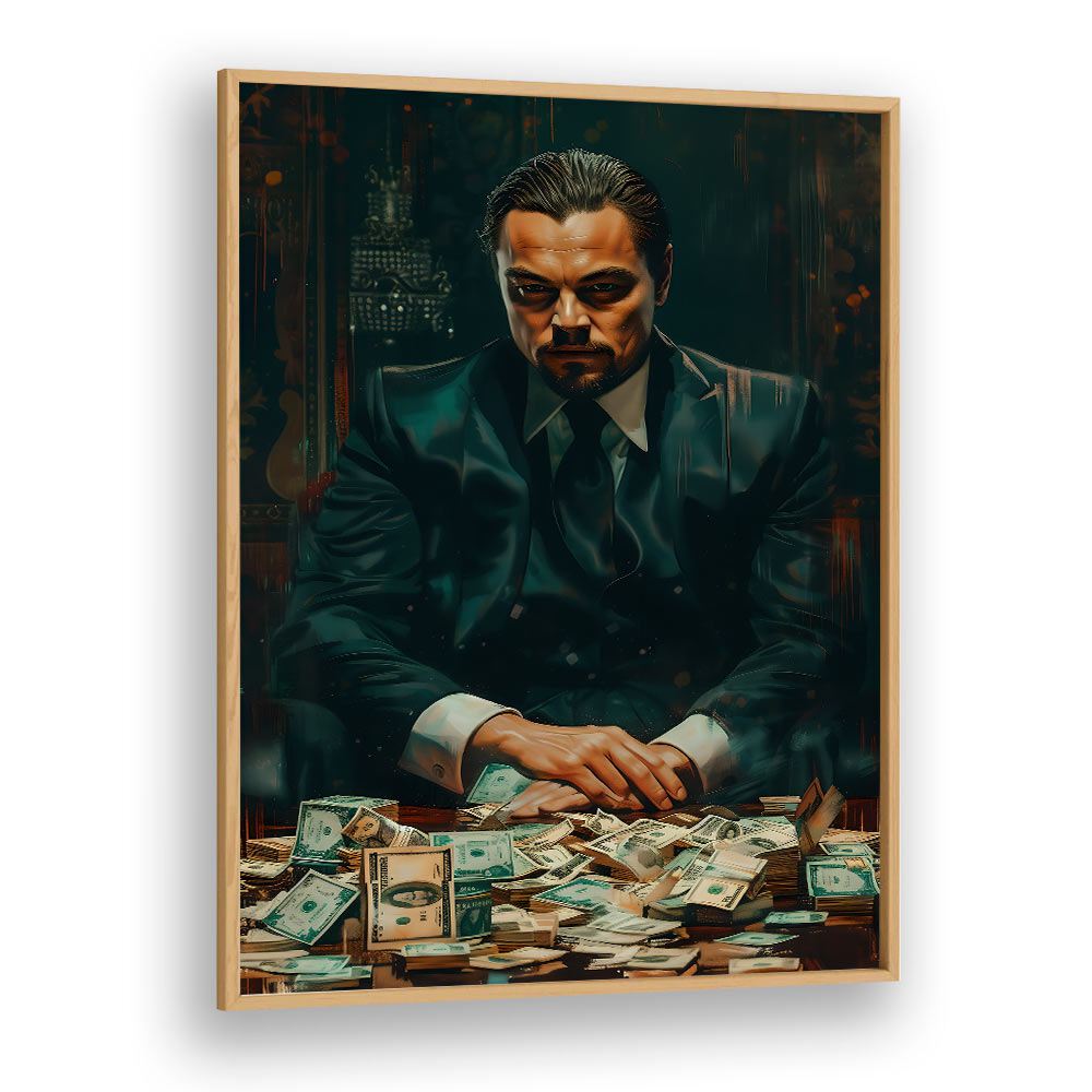 Wolf Of Wall Street Art Ii Movie Posters in Oak Wood Plain Frame