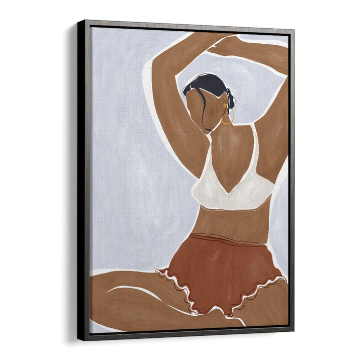 Woman Doing Yoga In Bikini By Ivy Green Women Illustration Paintings in Black Floater Frame