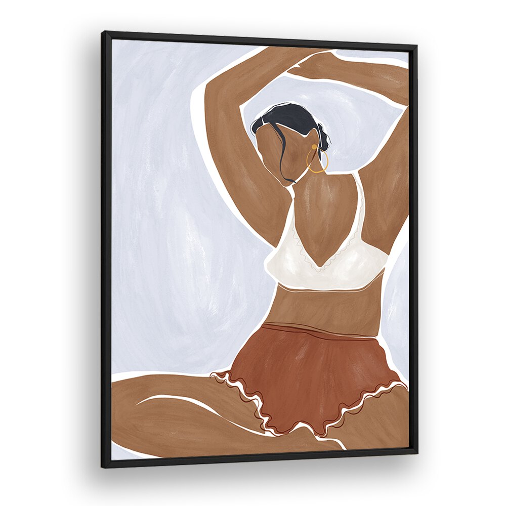 Woman Doing Yoga In Bikini By Ivy Green Women Illustration Paintings in Black Plain Frame