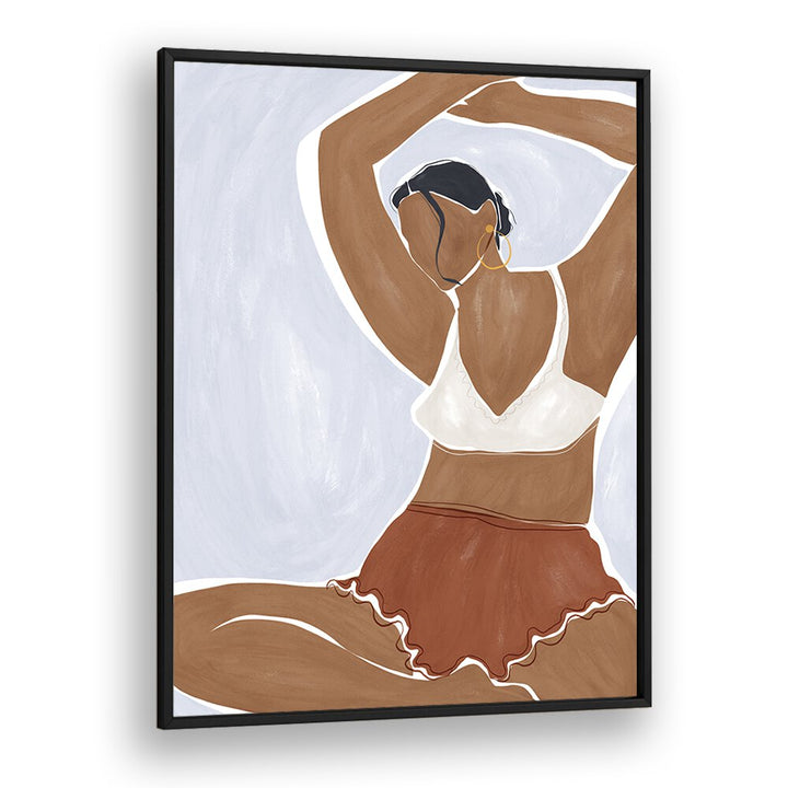 Woman Doing Yoga In Bikini By Ivy Green Women Illustration Paintings in Black Plain Frame