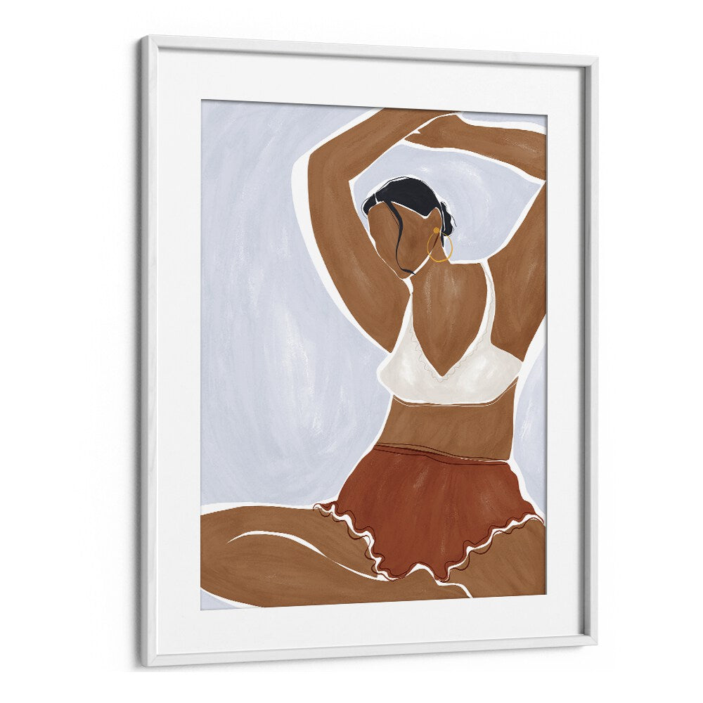 Woman Doing Yoga In Bikini By Ivy Green Women Illustration Paintings in White Frame With Mount