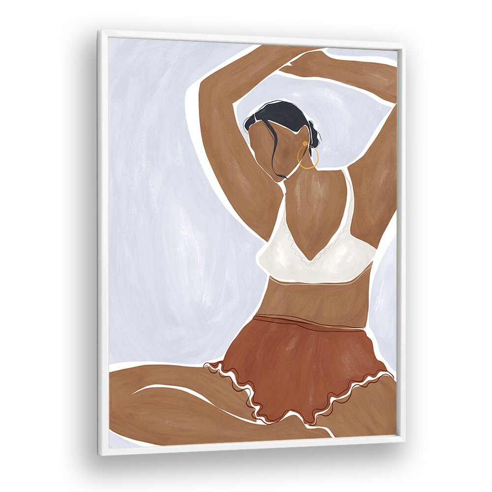 Woman Doing Yoga In Bikini By Ivy Green Women Illustration Paintings in White Plain Frame