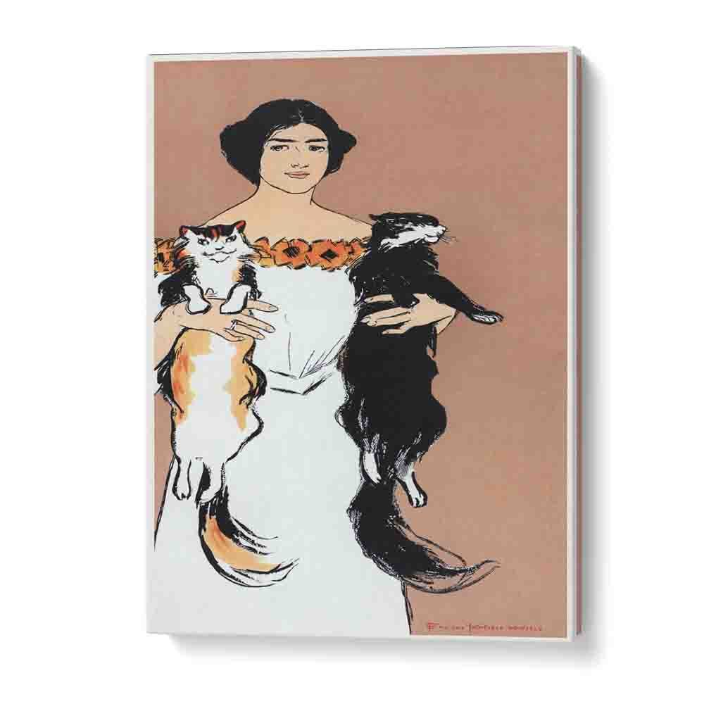 Woman Holding Cats 1898 Vintage Paintings in Gallery Wrap