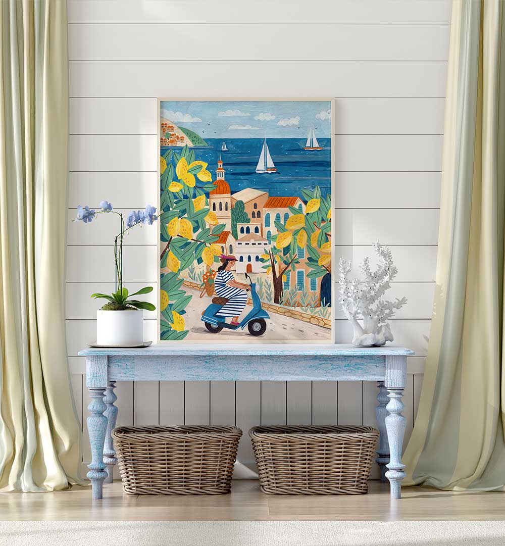 WOMAN ON THE AMALFI COAST , TRAVEL POSTERS