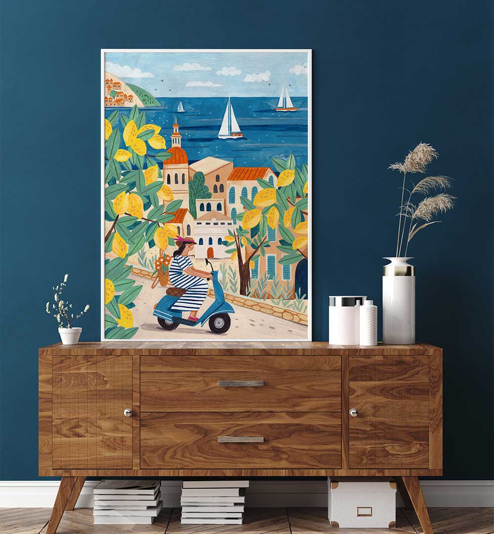 WOMAN ON THE AMALFI COAST , TRAVEL POSTERS
