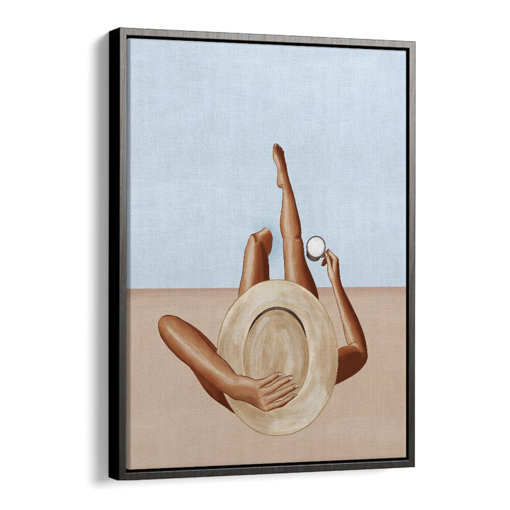 Women At The Pool Decor By Ivy Green Women Illustration Paintings in Black Floater Frame