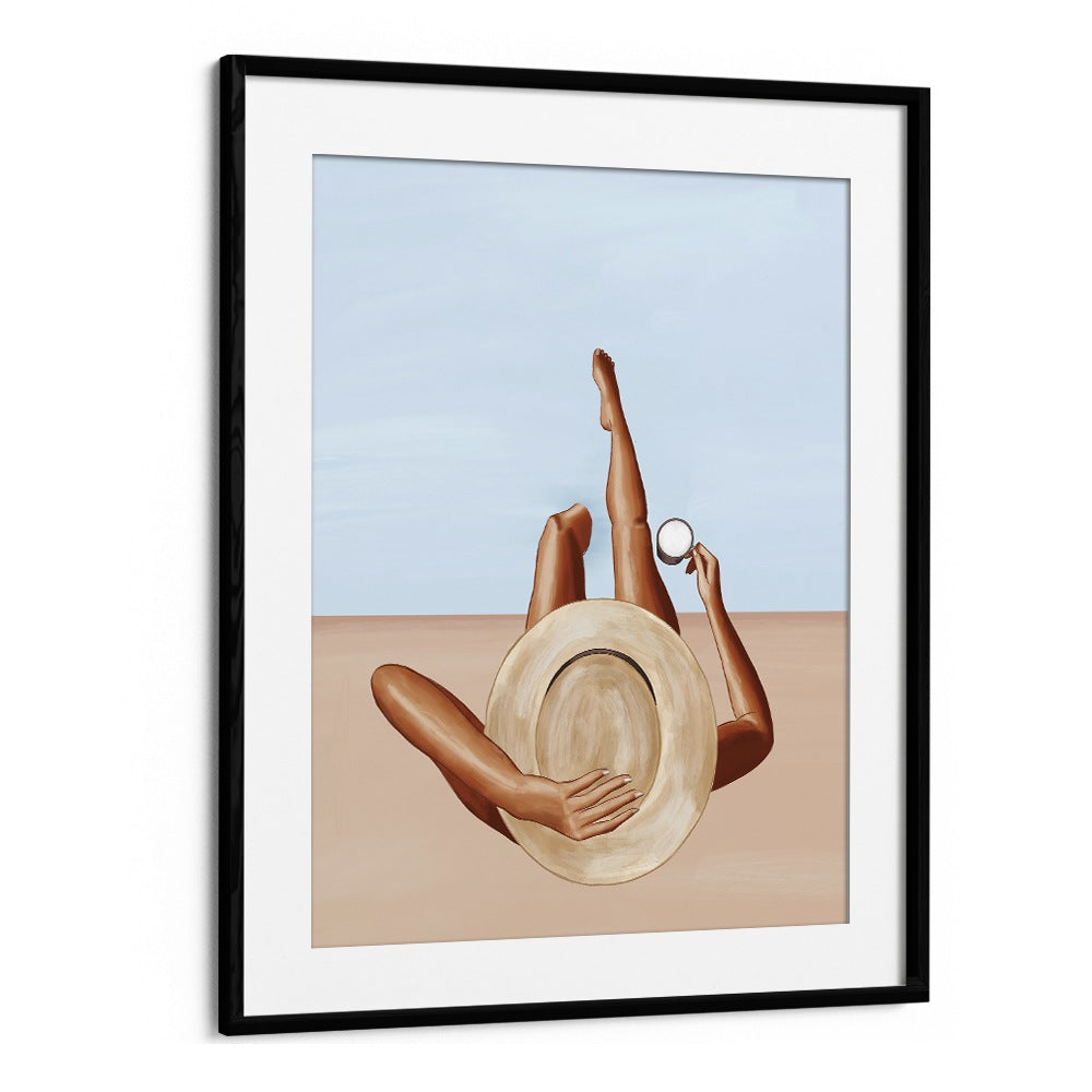 Women At The Pool Decor By Ivy Green Women Illustration Paintings in Black Frame With Mount