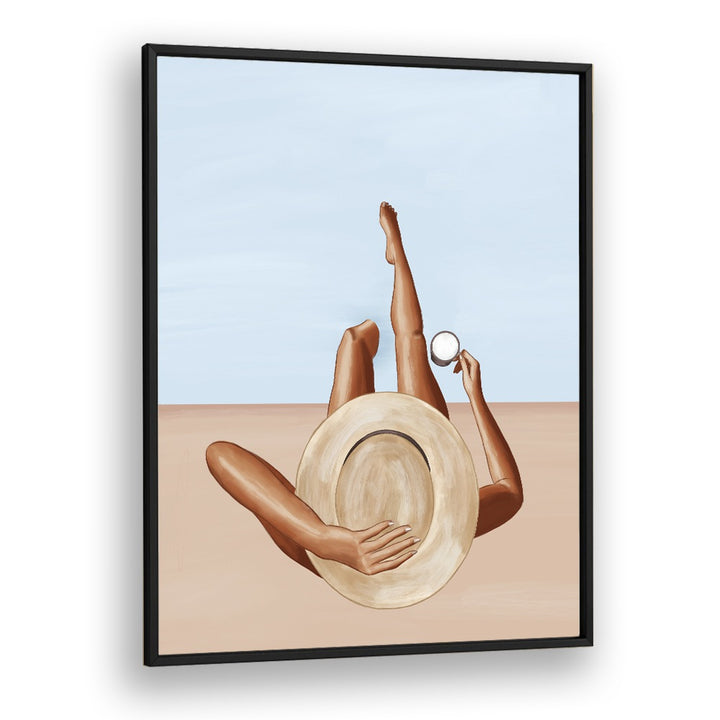 Women At The Pool Decor By Ivy Green Women Illustration Paintings in Black Plain Frame