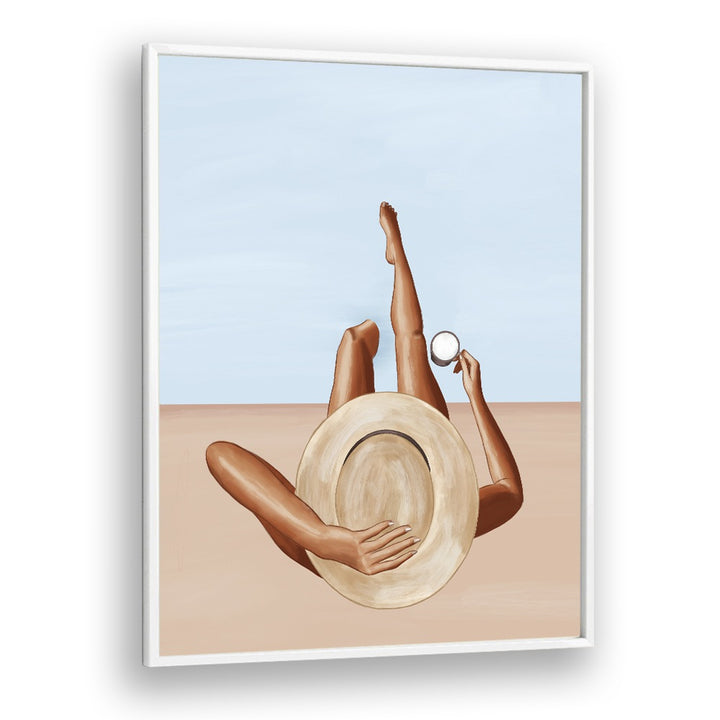 Women At The Pool Decor By Ivy Green Women Illustration Paintings in White Plain Frame