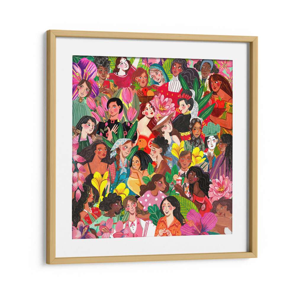 Women By Caroline Bonne Muller Women Illustration Paintings in Oak Wood Frame With Mount