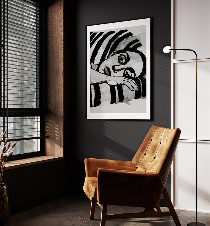 Stylish portrayal of women in stripes, showcasing strength and beauty in WOMEN IN STRIPES, PORTRAITS collection.