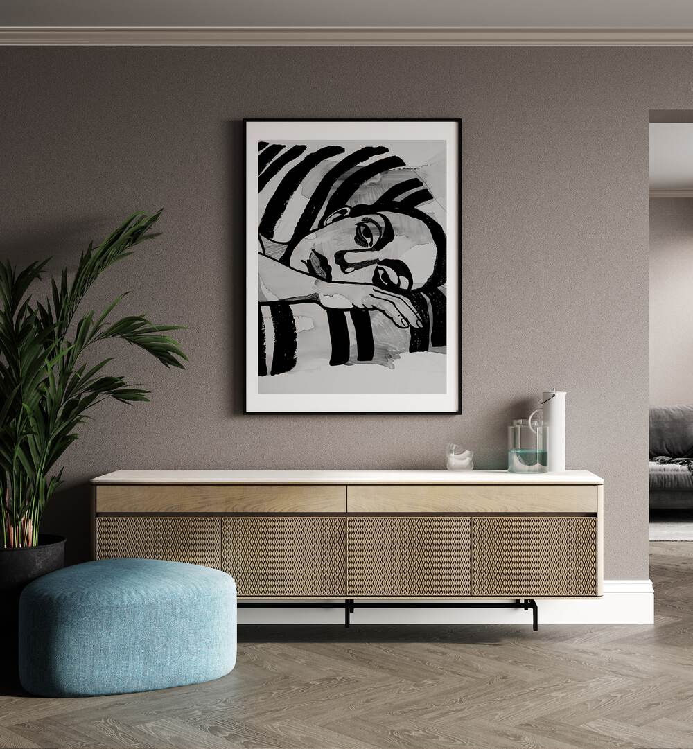 Elegant portrait from the WOMEN IN STRIPES, PORTRAITS collection, showcasing beauty and strength through art.