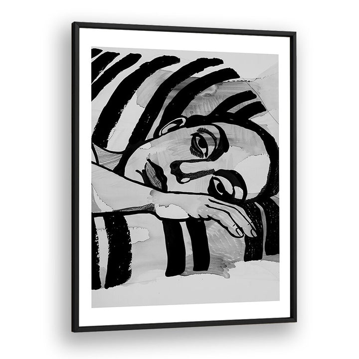 Elegant black and white portrait highlighting the beauty of femininity in the WOMEN IN STRIPES, PORTRAITS collection.